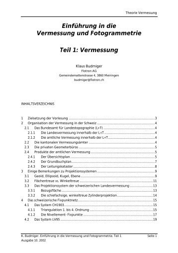 Einführung in die Vermessung und Fotogrammetrie Teil 1 ...