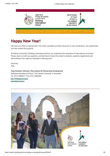  Winter News from HebrewU