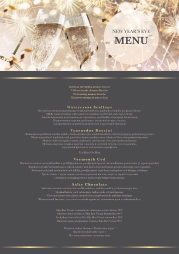 NYE special menu 