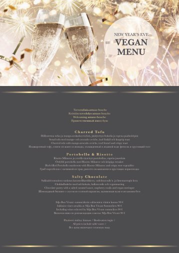 NYE special vegan menu 