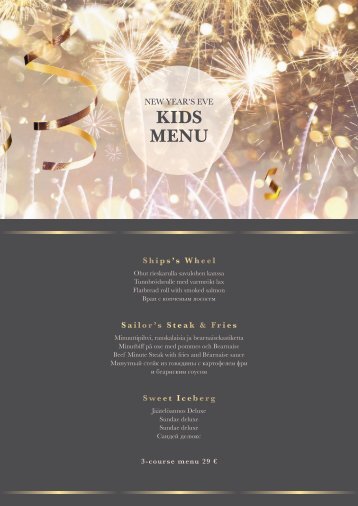 NYE special kids menu