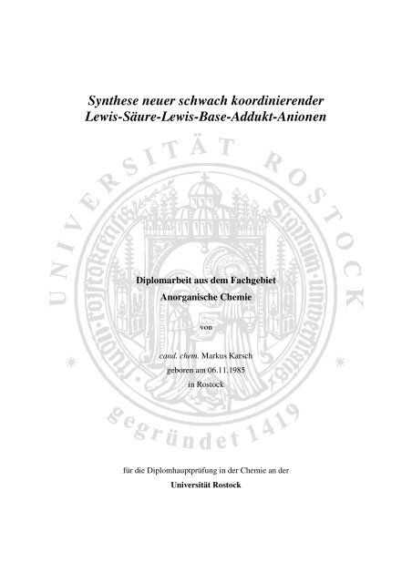 Diplomarbeit,Markus Karsch - Anorganische Chemie - Universität ...