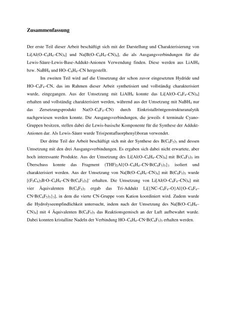 Diplomarbeit,Markus Karsch - Anorganische Chemie - Universität ...