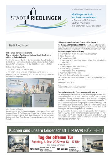 Amtliches Mitteilungsblatt Riedlingen 30.11.2022