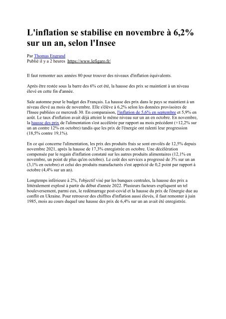 Panorama de presse quotidien du 30 11 22