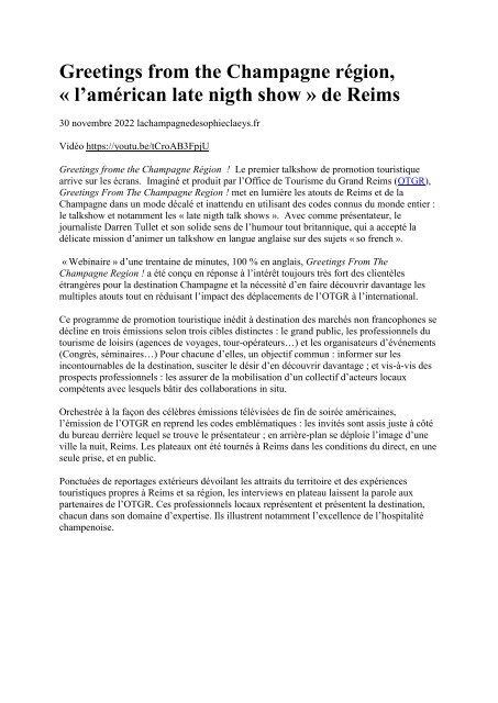 Panorama de presse quotidien du 30 11 22