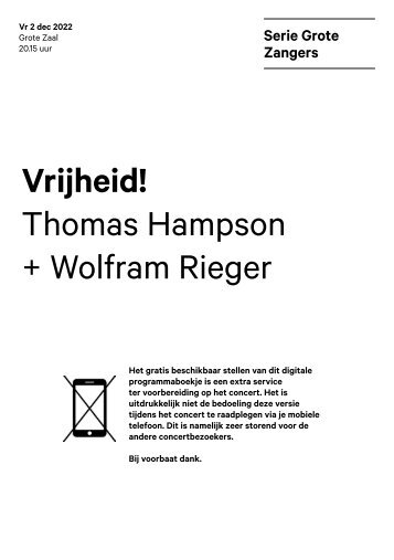 2022 12 02 Vrijheid! - Thomas Hampson + Wolfram Rieger