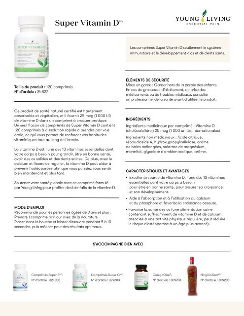 Page d’information sur le produit Super Vitamin D