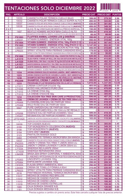 Lista de precios Tent Dic 2022