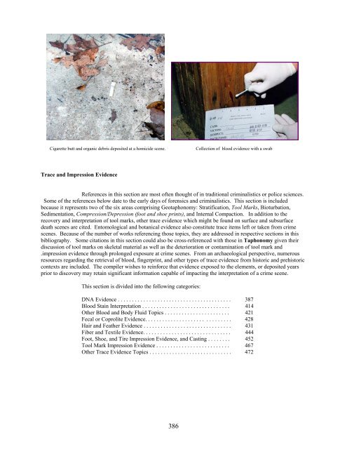 A Bibliography Related to Crime Scene Interpretation with ...