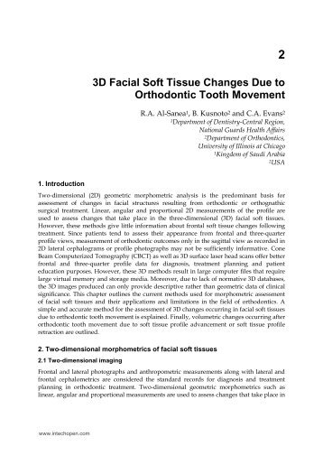 3D Facial Soft Tissue Changes Due to Orthodontic Tooth ... - InTech