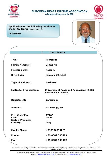 Ehra Elections - Curriculum Vitae -Schwartz Peter J. - European ...