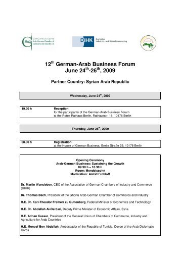 12 German-Arab Business Forum June 24 -26 , 2009 - Ghorfa