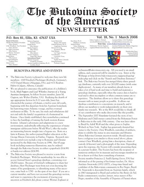 newsletter - Bukovina Society of the Americas