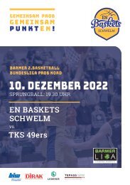 Heimspielheft EN BASKETS SCHWELM vs. TKS 49ers 10.12.2022