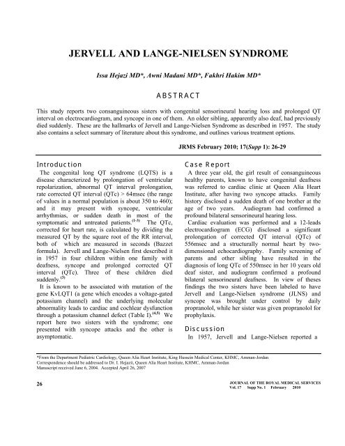 JERVELL AND LANGE-NIELSEN SYNDROME