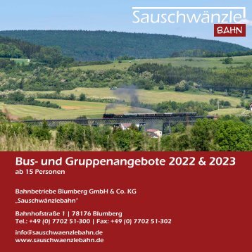 Sauschwänzlebahn - Bus- und Gruppenangebote 2022 & 2023