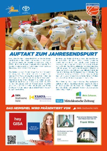 Spieltagsmagazin GISA LIONS MBC vs. Saarlouis