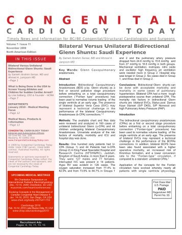 Bilateral Versus Unilateral Bidirectional Glenn Shunts - Congenital ...