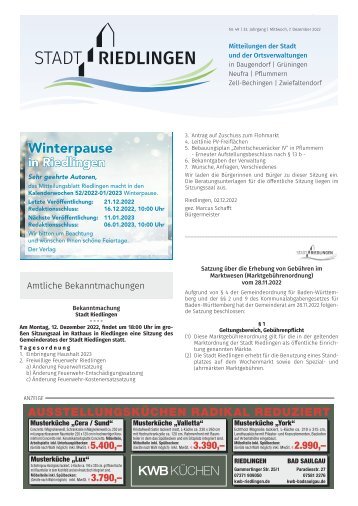 Amtliches Mitteilungsblatt Riedlingen 07.12.2022
