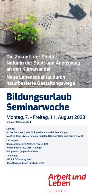 Bildungsurlaub, Seminarwoche Zukunft Städte
