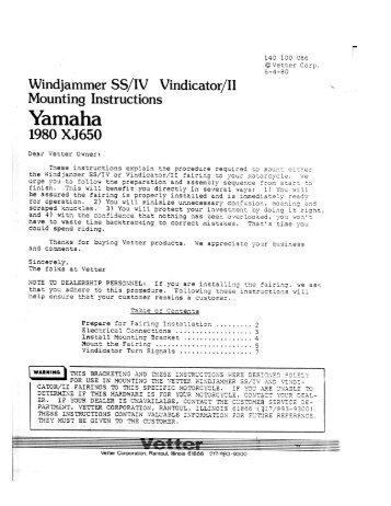 1980 Yamaha XJ 650 Windjammer - Craig Vetter
