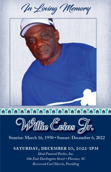 Willie Evins Jr. Memorial Program