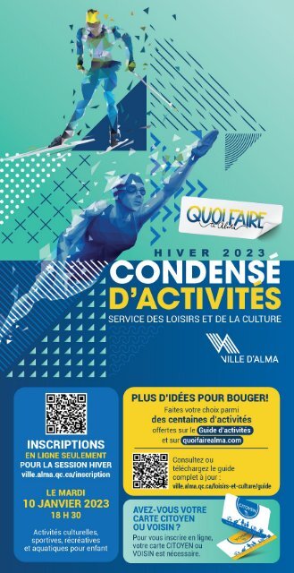 CONDENSÉ D'ACTIVITÉS | hiver 2023 | Service des loisirs et de la culture de la Ville d'Alma 
