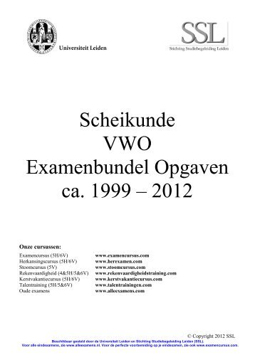 Scheikunde VWO Examenbundel Opgaven ca. 1999 – 2012