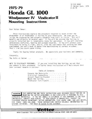 1975-9 Honda GL1000 Windjammer fairing - Craig Vetter