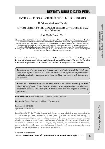 INTRODUCCIÓN A LA TEORÍA GENERAL DEL ESTADO - AUTOR JOSÉ MARÍA PACORI CARI