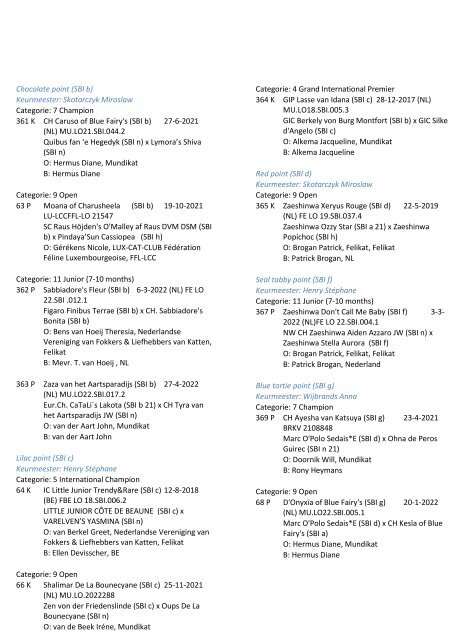 Catalog - 240. Mundikat Int. FIFe Cat Show - Oss 11-12-2022