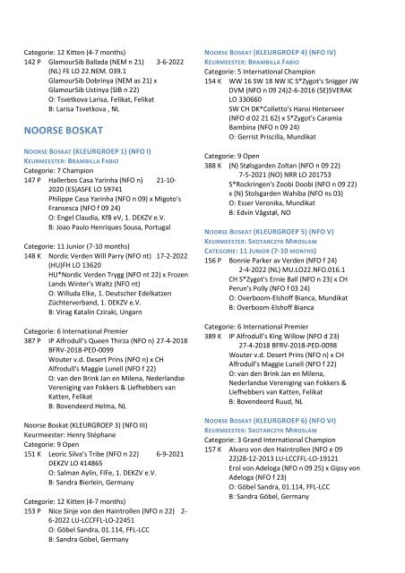 Catalog - 240. Mundikat Int. FIFe Cat Show - Oss 11-12-2022