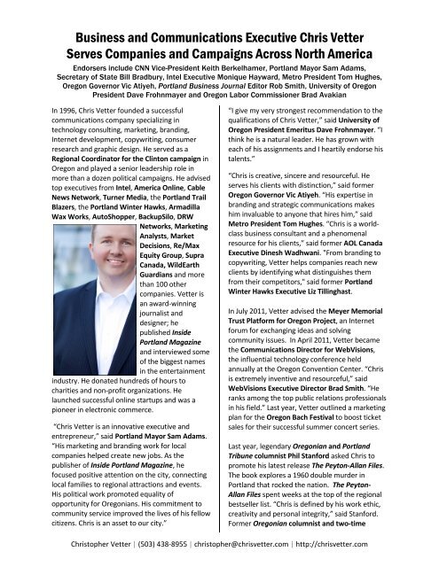 Chris Vetter Biography Chris Vetter Biography