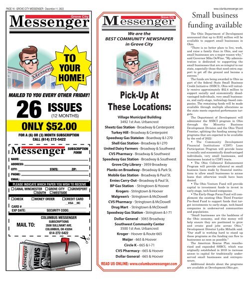 Grove City Messenger - December 11th, 2022