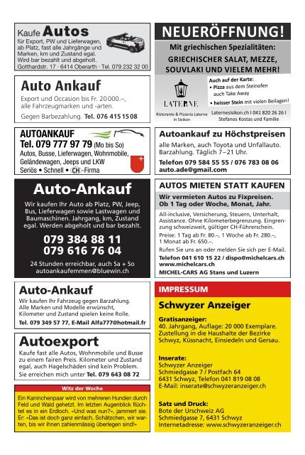 Schwyzer Anzeiger – Woche 50 – 16. Dezember 2022