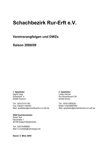 DWZ-Info Saison 2008/09 (PDF) - Schachbezirk Rur-Erft e.V.