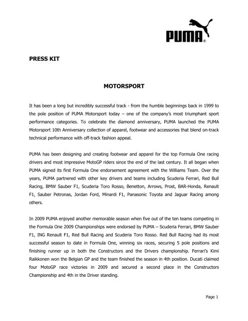 Motorsport PDF download - About PUMA