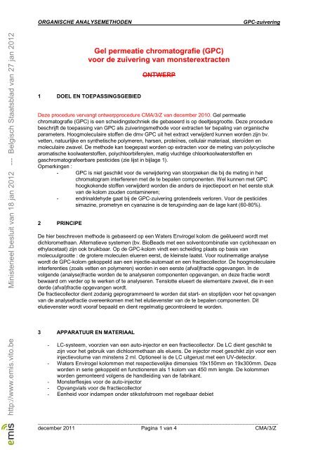 Gel permeatie chromatografie (GPC) voor de ... - VITO ROOT esites