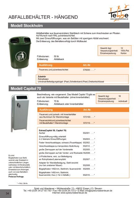 Ersatzteile und Stadtmobiliar - Lieferprogramm