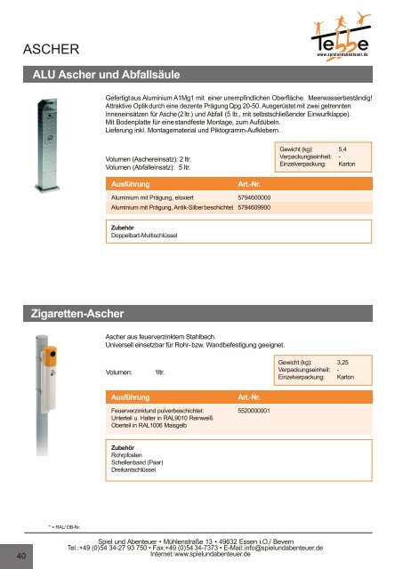 Ersatzteile und Stadtmobiliar - Lieferprogramm