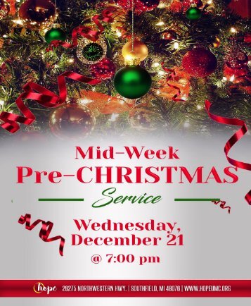 December 21, 2022 BULLETIN - MID-WEEK PRE-CHRISTMAS SERVICE