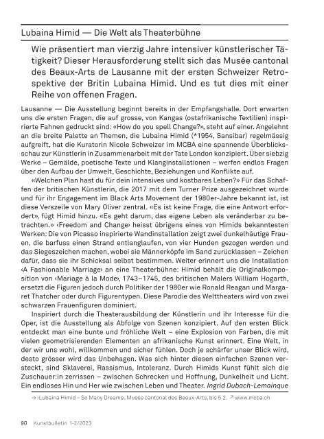 Kunstbulletin Januar/Februar 2023