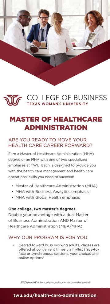 Master of Healthcare Administration Info Card 2022