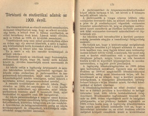 Történeti és statisztikai adatok az 1909. évről. - Magyar Királyi ...