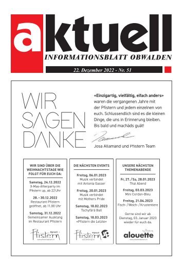 Aktuell Obwalden | KW 51 | 22. Dezember 2022