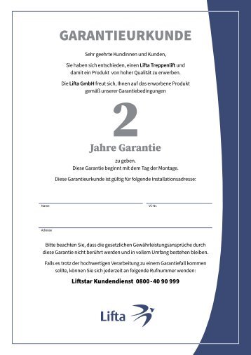 Garantieurkunde 2 Jahre