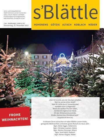 s'Blättle Nr. 51/52 - Do, 22. Dezember 2022