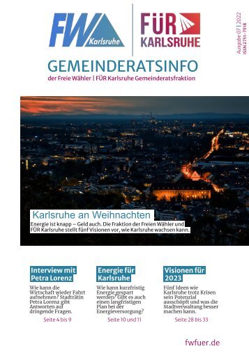 Karlsruhe an Weihnachten. Gemeinderatsinfo #7 | 2022