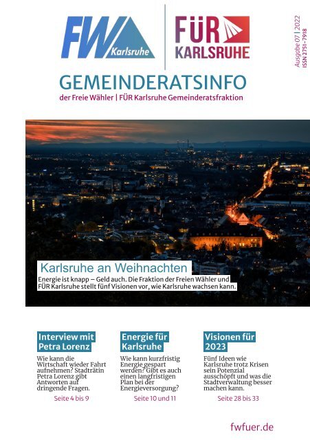 Karlsruhe an Weihnachten. Gemeinderatsinfo #7 | 2022